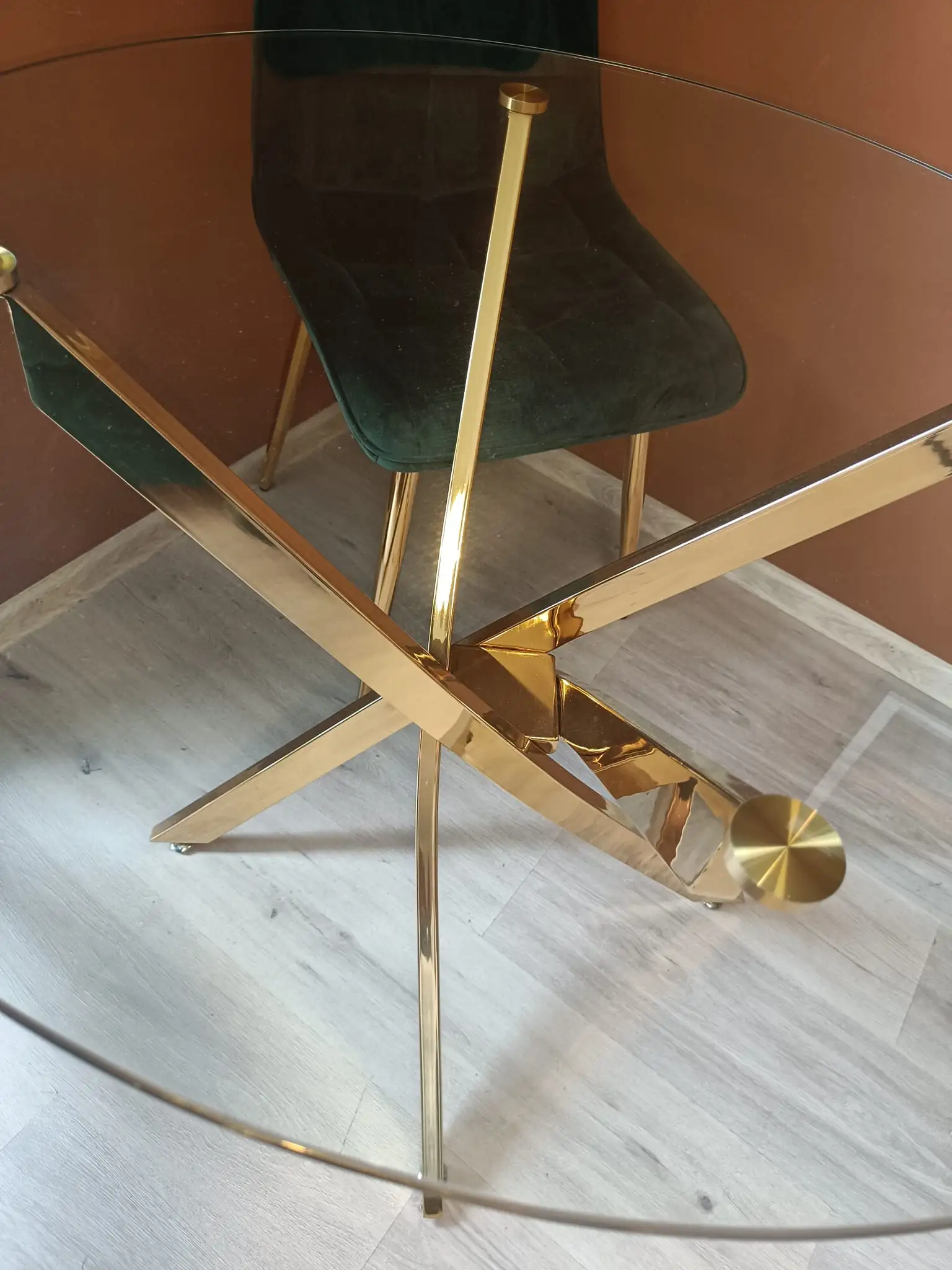 Signal Stoł AGIS szklany złoty 90 cm