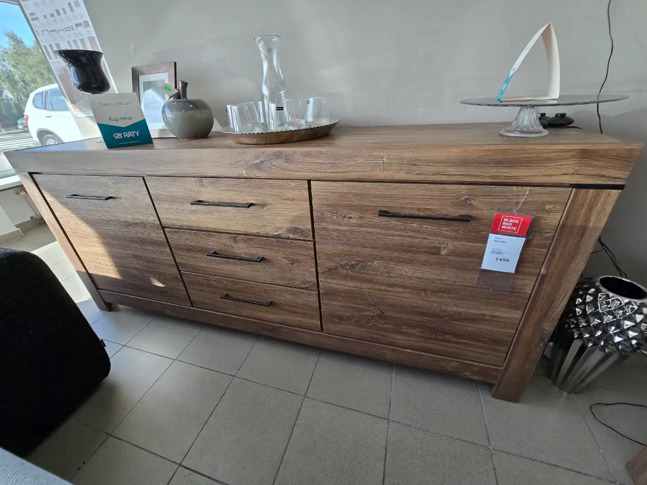 Black Red White Komoda GENT 200 cm z 2 drzwiami i 3 szufladami