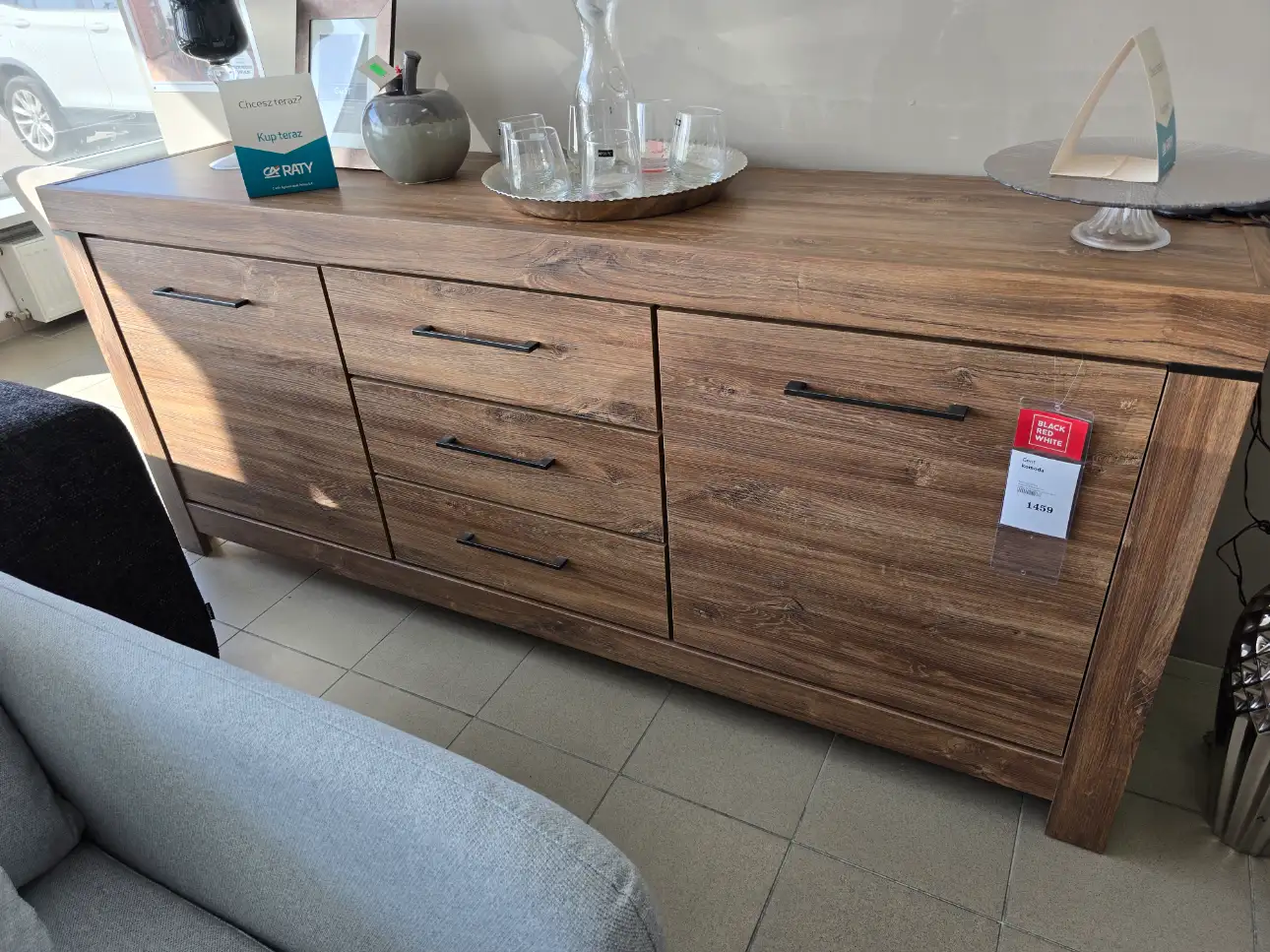Black Red White Komoda GENT 200 cm z 2 drzwiami i 3 szufladami