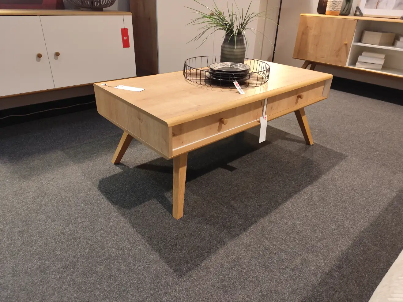 VOX Stolik kawowy NATURE + 2x szuflada ława front dębowy