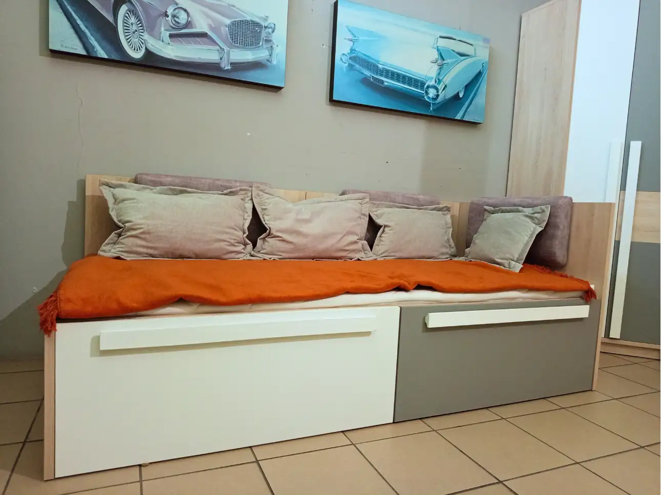 ML Meble Kolekcja DROP | Łóżko + Szafa narożna