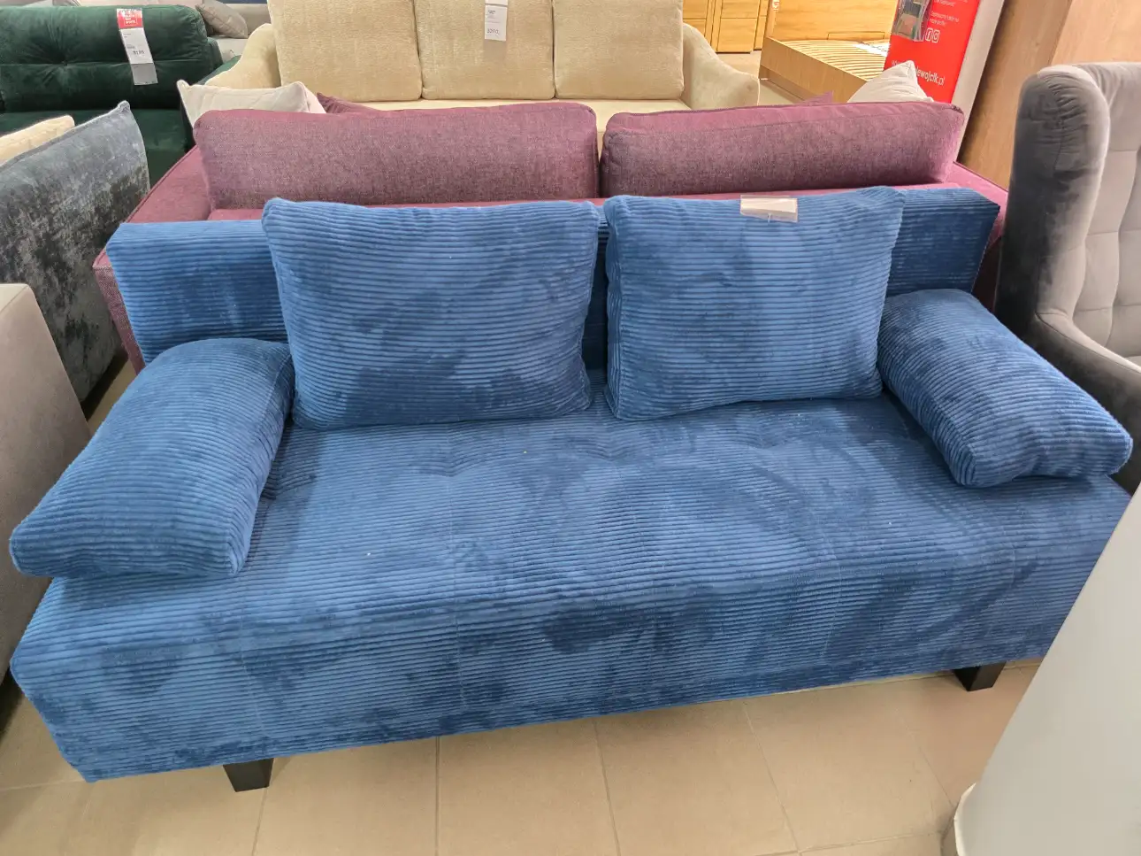 Kanapa PAPAYA sofa z funkcją spania i pojemnikiem granatowa sztruks