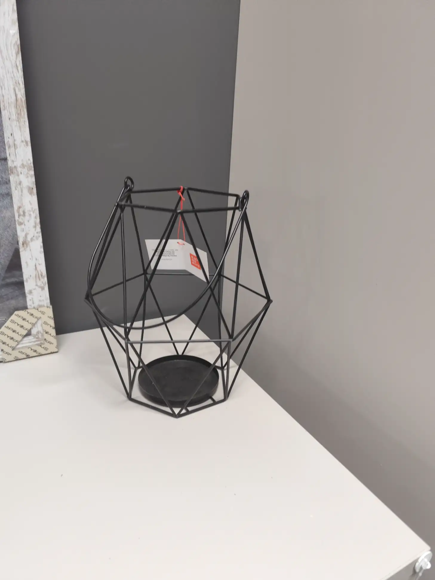 Lampion metalowy czarny na świeczkę świecznik